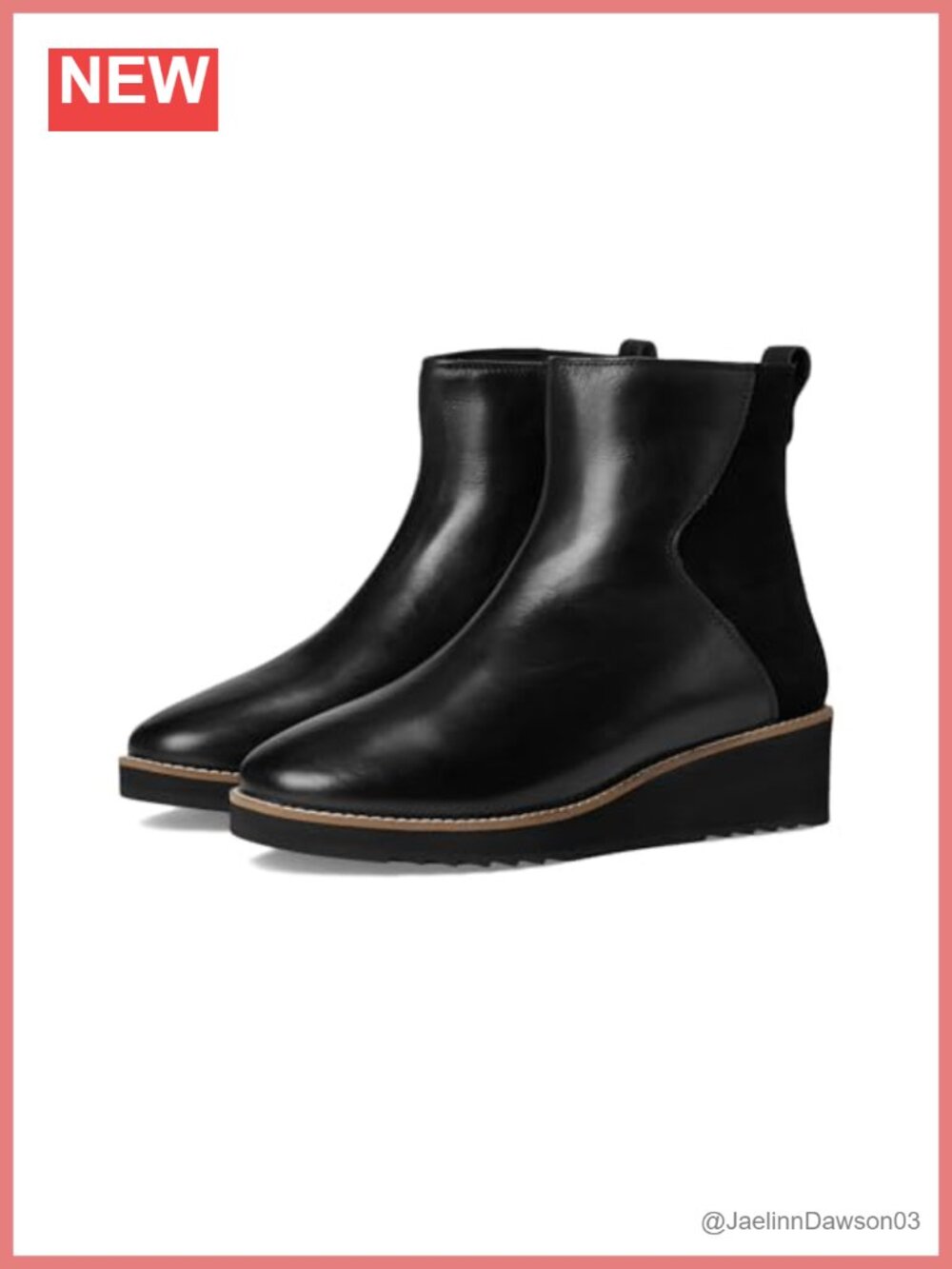 Leather Ankle Booties with Wedge Heel & Memory Foam